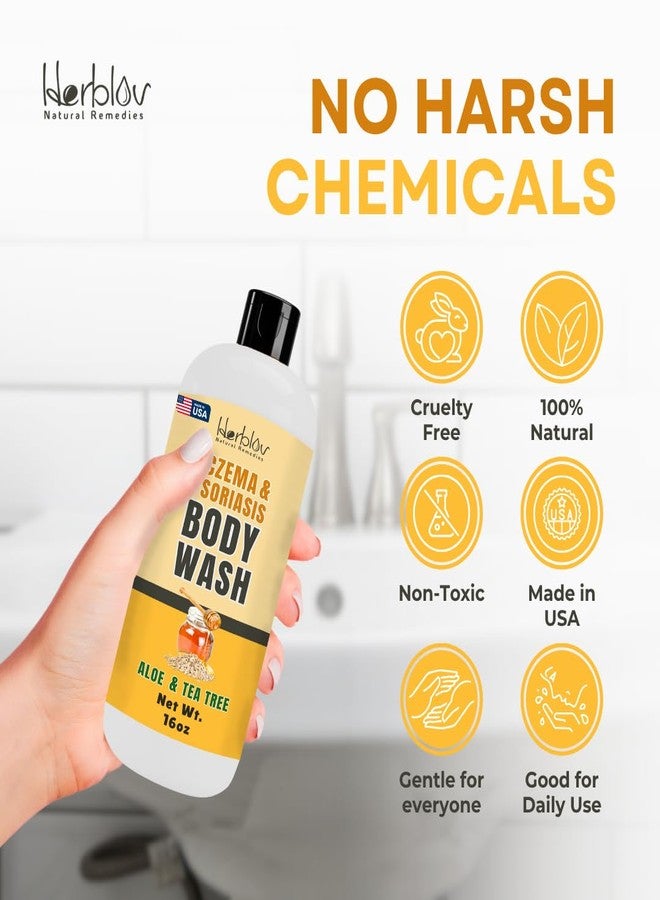 هيربلوڤ غسول للجسم لعلاج الإكزيما - صابون طبيعي بالكامل لعلاج الإكزيما والتهاب الجلد والصدفية، لتخفيف جفاف وحكة البشرة الحساسة - غسول لطيف لإزالة السموم، وشفاء البشرة، ومضاد للحكة، مصنوع من دقيق الشوفان وحليب الماعز، مناسب للأطفال والكبار. - Image 4